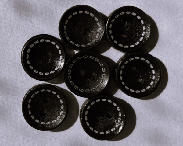 6 x 15mm Dark Coffee Wooden Buttons Stitch Pattern 2 Holes