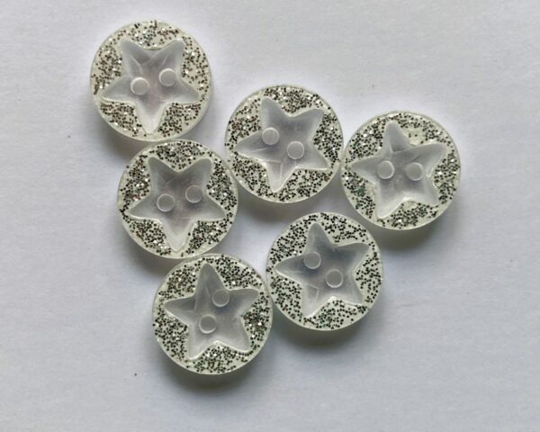 6 x 12.5mm Shiny Resin Star Buttons