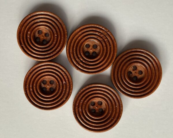 6 x Natural Wooden Round Buttons 2.5cm