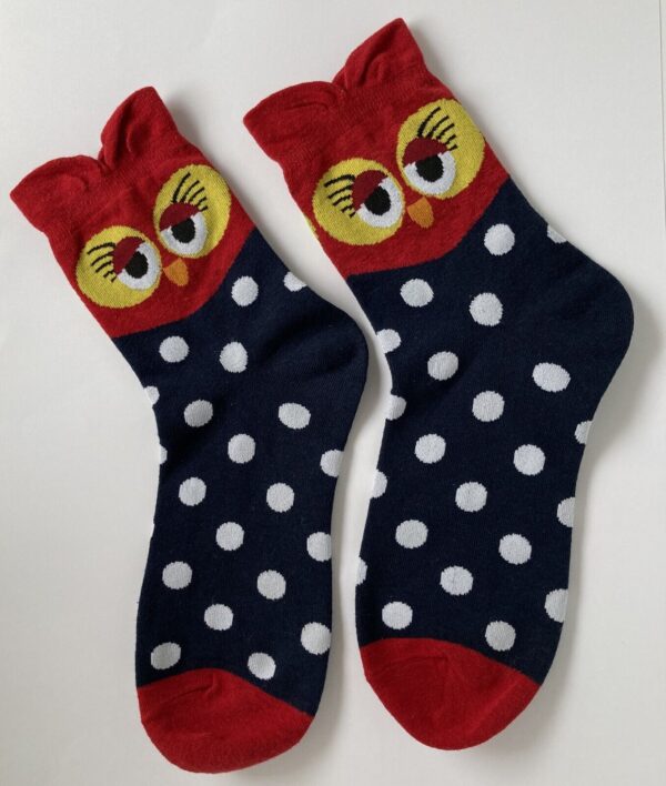 Cotton Big eyes Owl face cute funny novelty animal socks for women