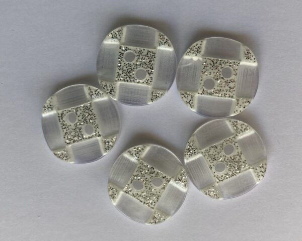 6 x 1.5cm Resin Buttons white glitter cross