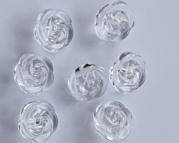6 x 13mm Transparent 3D Resin Rose Buttons