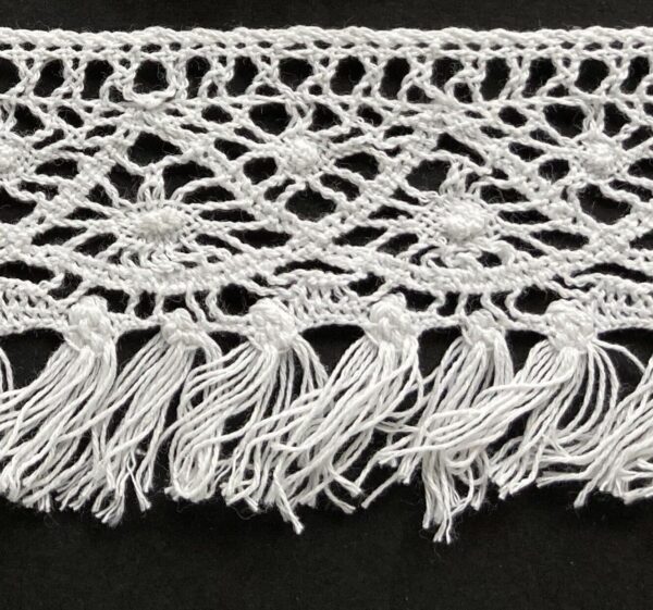 51mm Dyeable Cotton Cluny Lace Tassel Edge - 2 meters