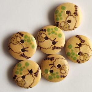 6 x 15mm Wooden Sheep Buttons