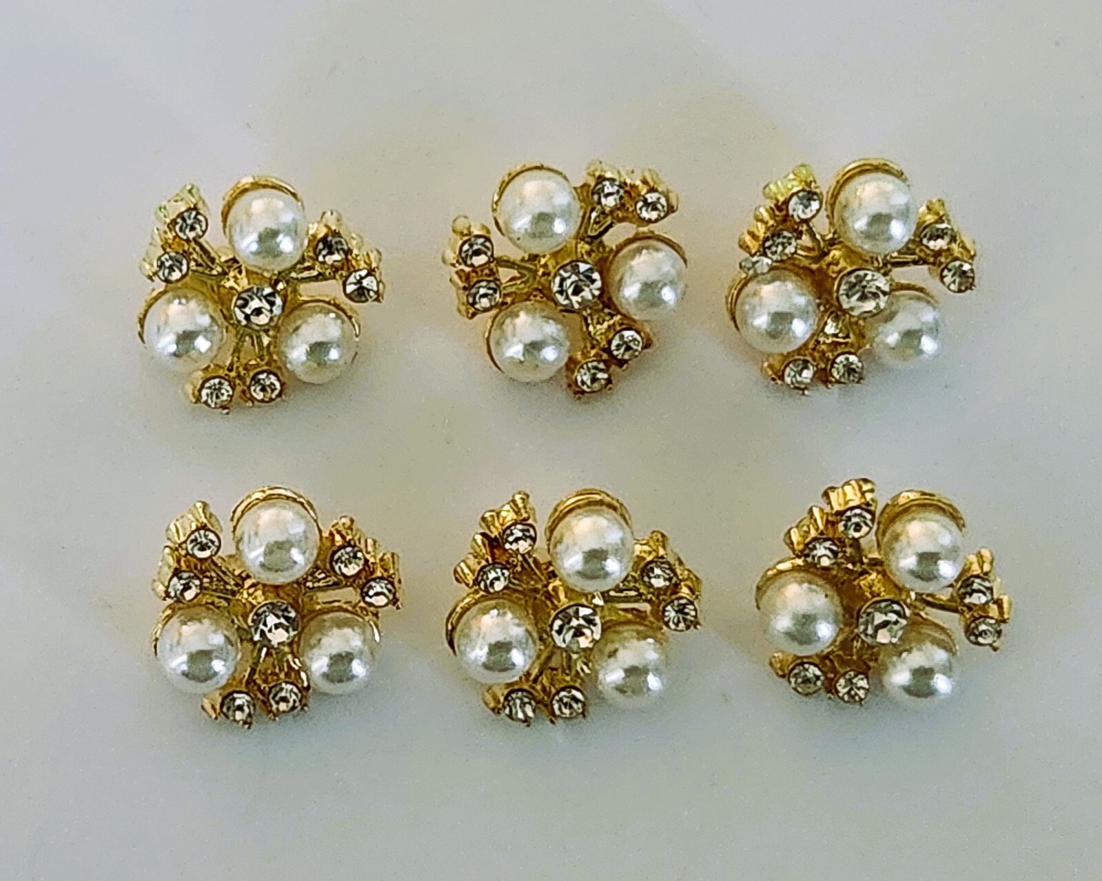 6 x 1.2cm Triangle Gold Metal Shank Buttons with Rhinestone Crystal