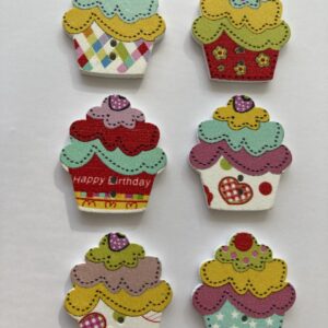 Natural Wooden Ice Cream Cupcake Buttons - 22x25mm