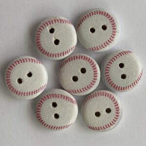 Wooden Painted Sport Ball Buttons - 1.5cm