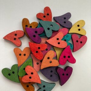 Natural Wooden Heart Buttons - 16x18mm