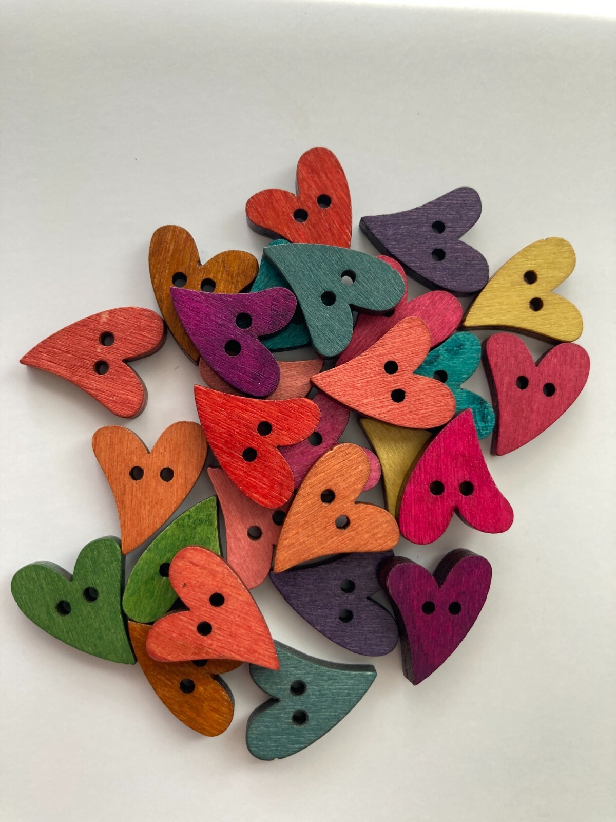Natural Wooden Heart Buttons - 16x18mm