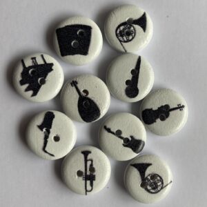 Natural Wooden Musical Instrument Buttons - 1.5cm