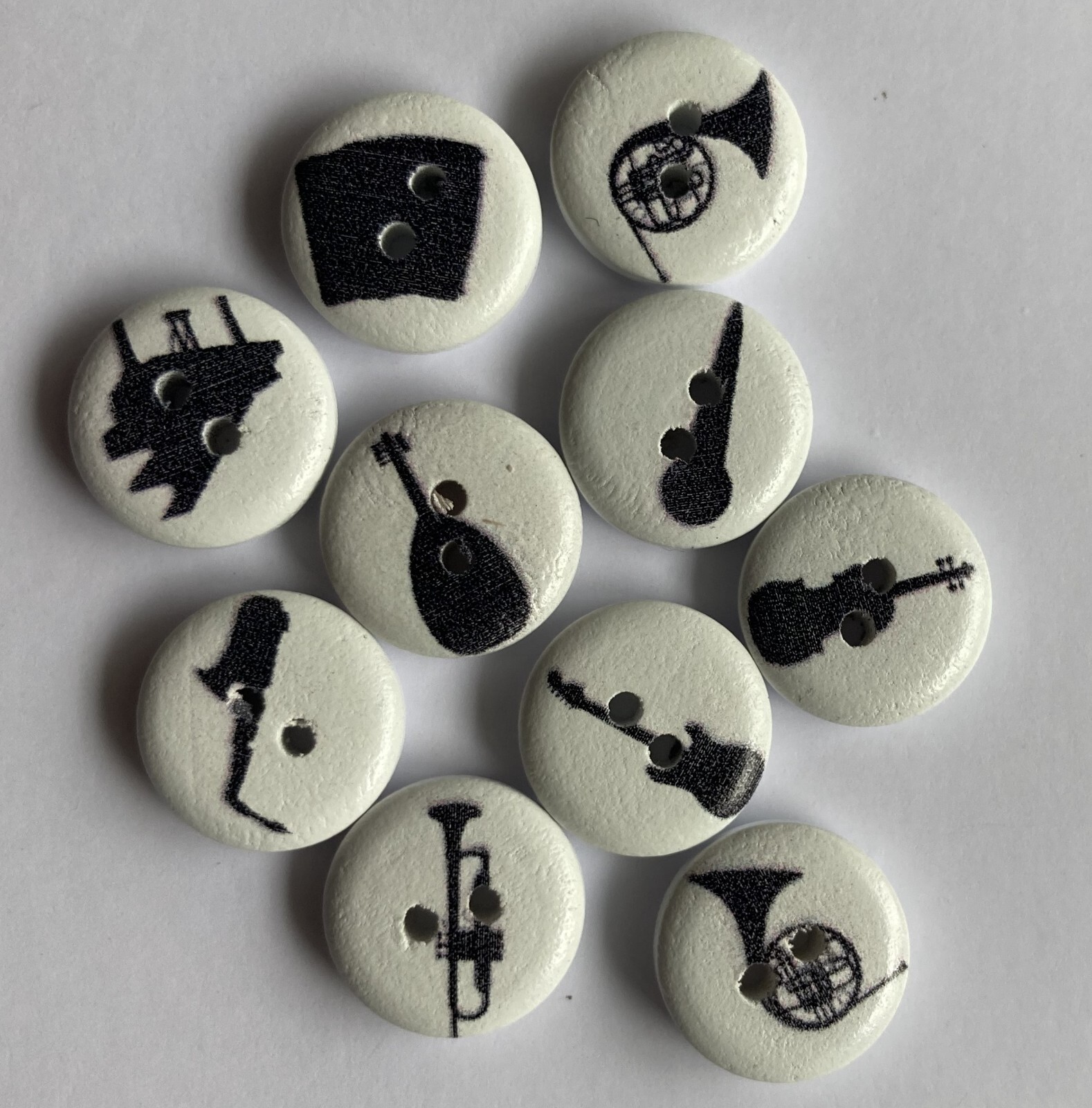 Natural Wooden Musical Instrument Buttons - 1.5cm