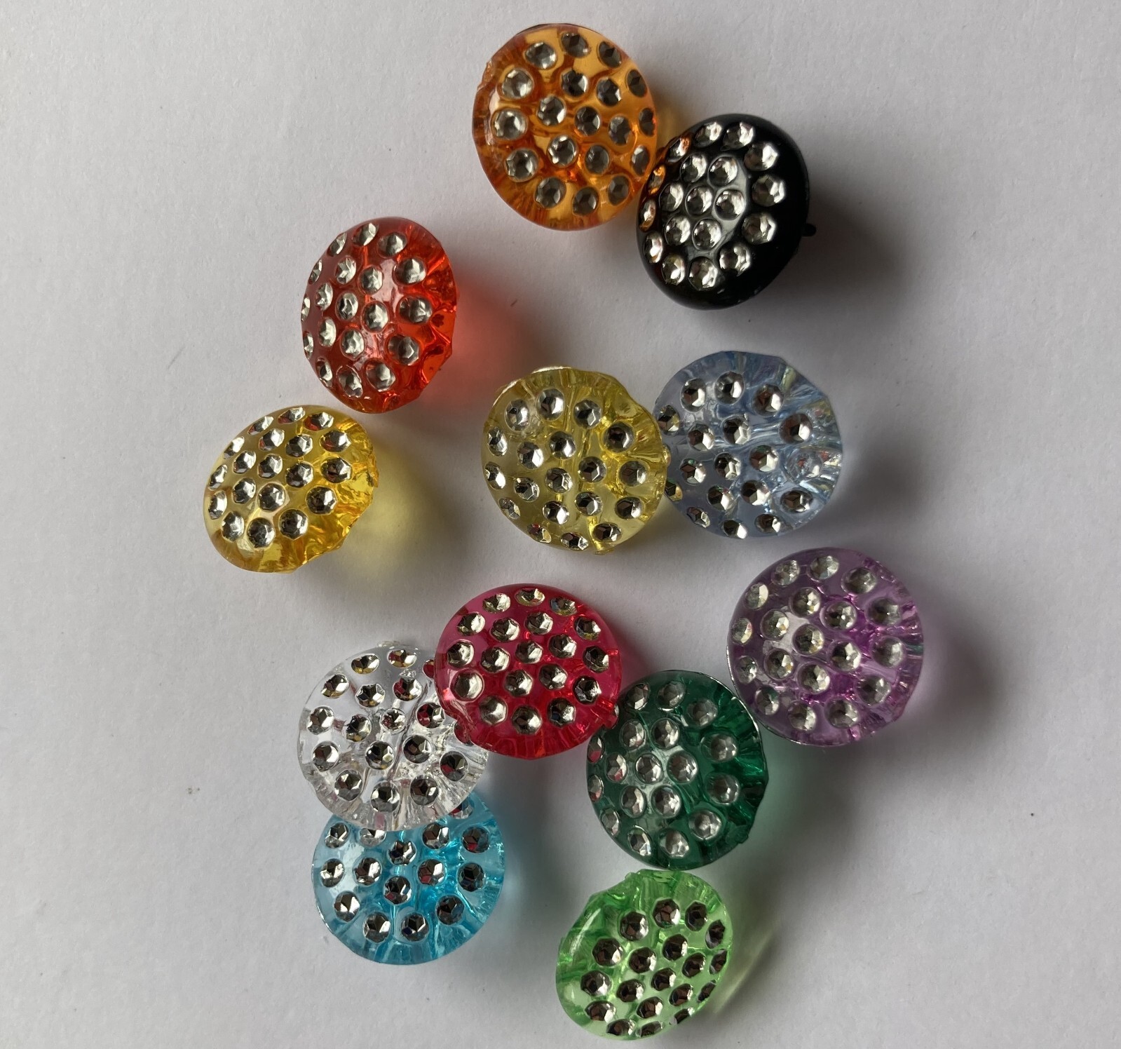 Resin Crystal Buttons with Rhinestone dots - 1.3cm