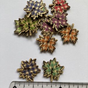 Wooden Maple Leaf Buttons - 25mm