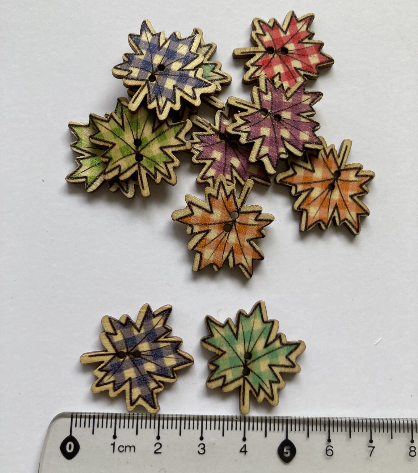 Wooden Maple Leaf Buttons - 25mm