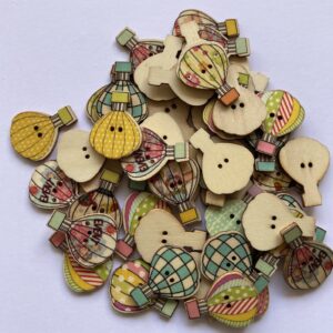 Wooden Hot Air Balloon Buttons - 3.0x2.3cm