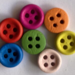 Wooden Painted Coloufull Buttons - 1cm