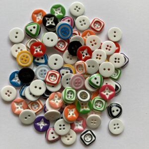 Colourful Different Shapes Round Buttons - 1.3cm