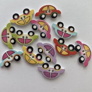 Wooden Painted Car Buttons - 11 x 19mm