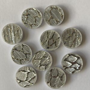 10 x Sparkling Silver Glitter Resin Buttons - 1.5cm