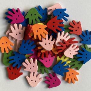 Wooden Painted Hand Shaped Buttons - 17x18mm