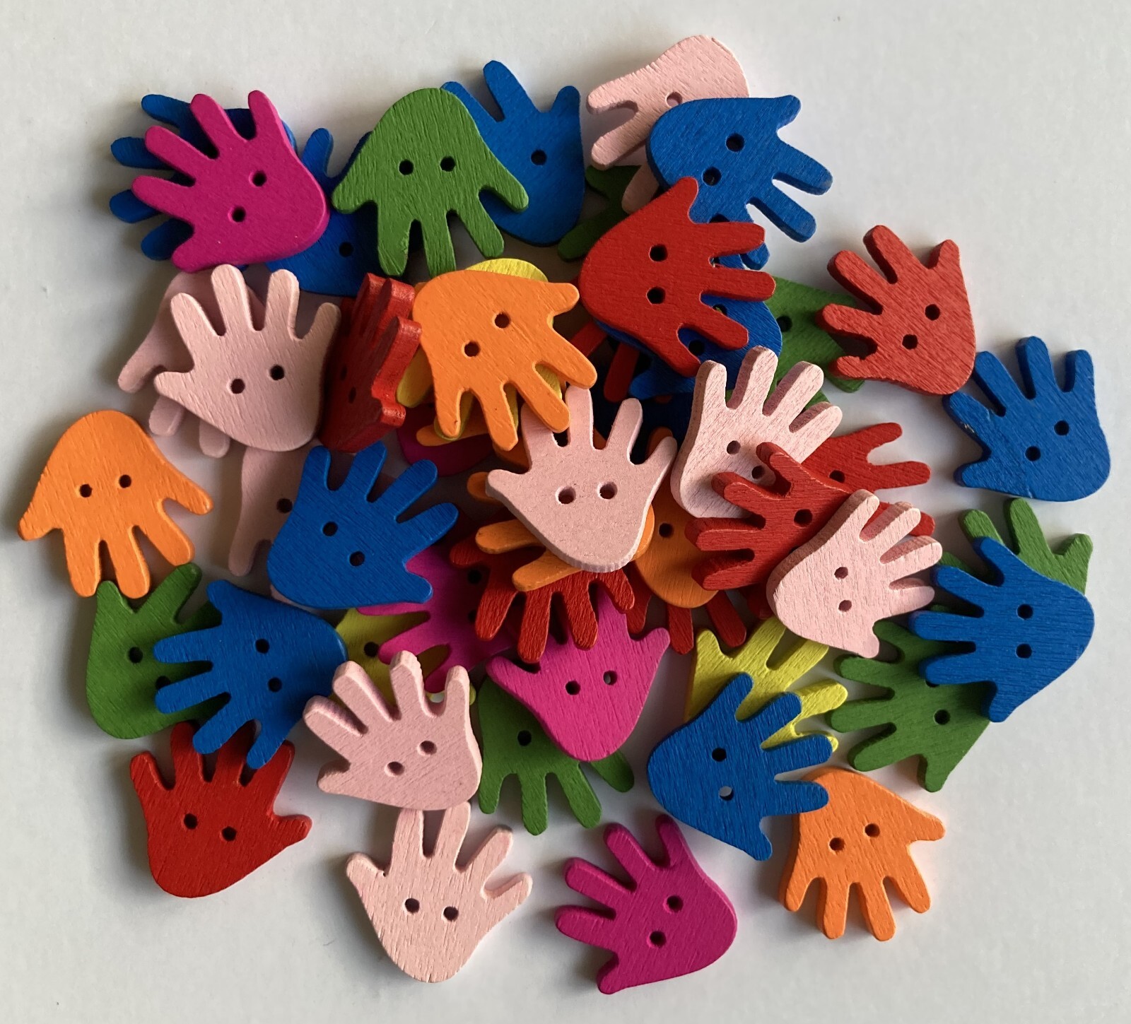 Wooden Painted Hand Shaped Buttons - 17x18mm