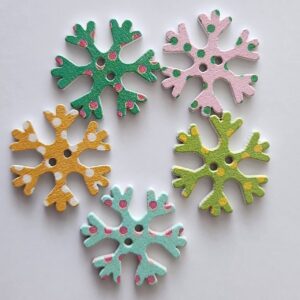 Wooden Christmas Snowflake Buttons - 2.5cm