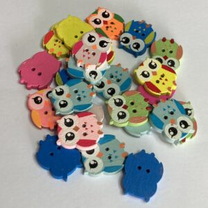 21x17mm Owls Painted Wooden Buttons