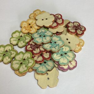 Wooden Flower Buttons - 25mm