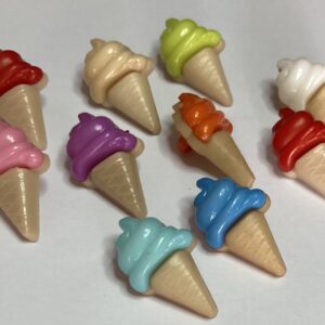 Colourful Ice Cream Cone Buttons - 1.3cm x 2.1cm