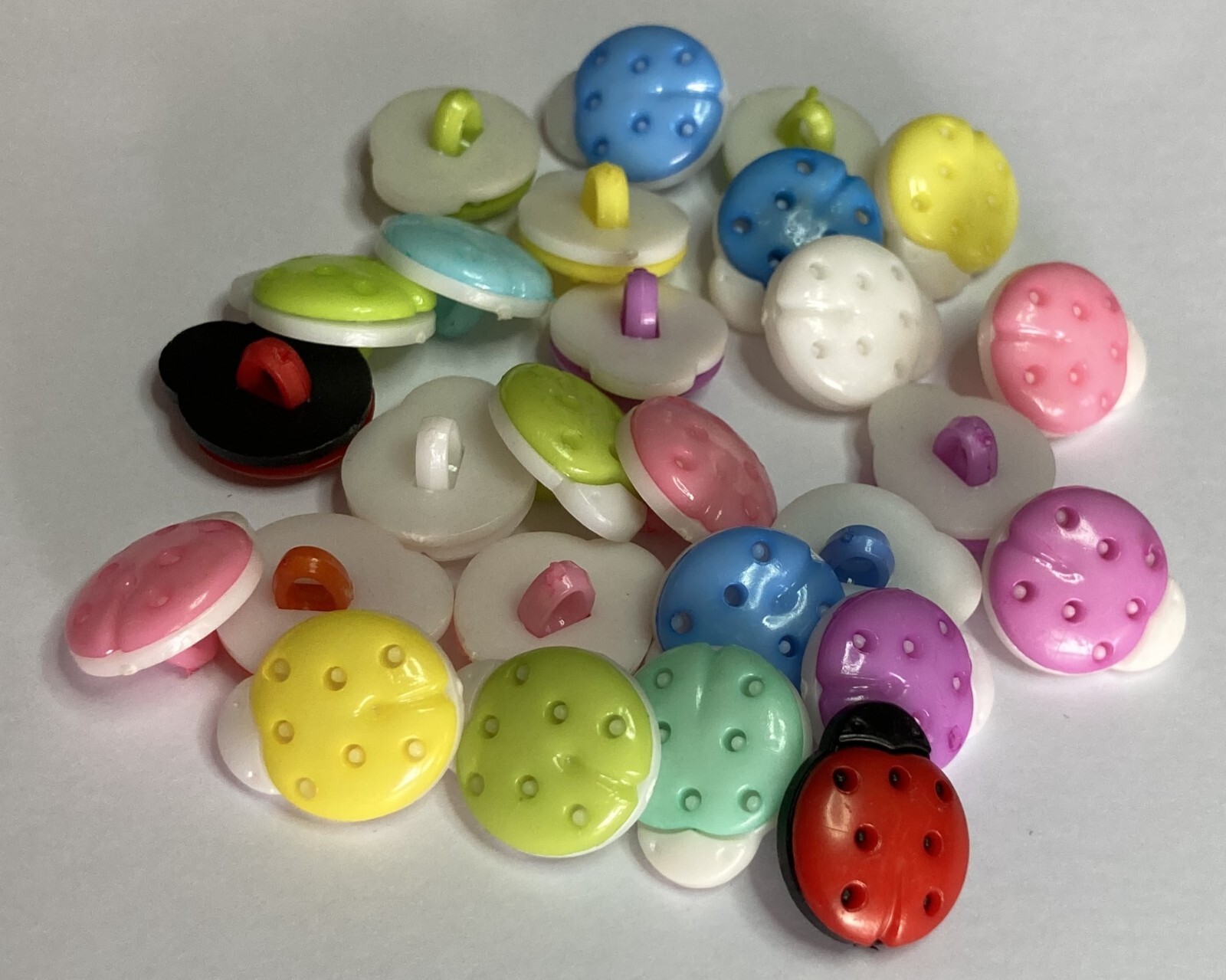 Colourful Ladybird Buttons - 15 x 13mm