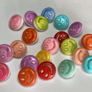Colourful Smiley face Buttons - 13mm
