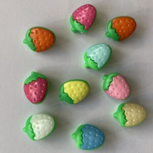 Colourful Strawberry Buttons - 12 x 14mm