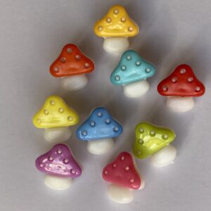 Colourful Mushroom Toadstool Buttons - 15mm