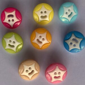Colourful Smiley Star Buttons - 13mm