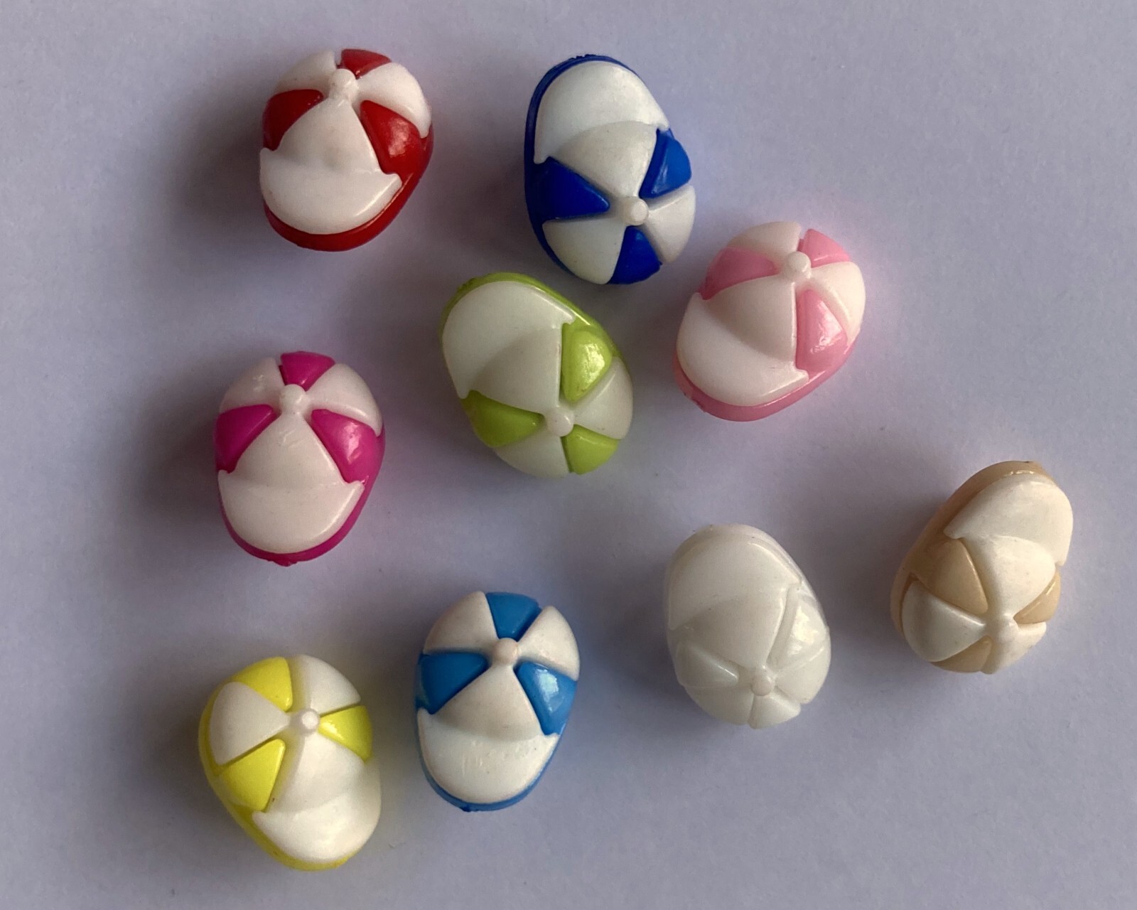 6 x Colourful Baseball Cap Buttons - 1.4 x 1 cm (Pick your colour)