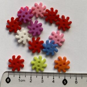 Colourful Gear Flower Buttons - 1.3cm