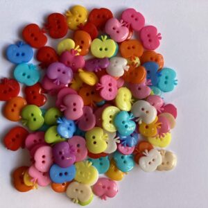 Colourful Apple Buttons - 14 x 15.6mm