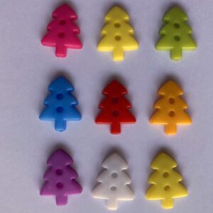 Colourful Christmas Tree Buttons - 13 x 16.6mm