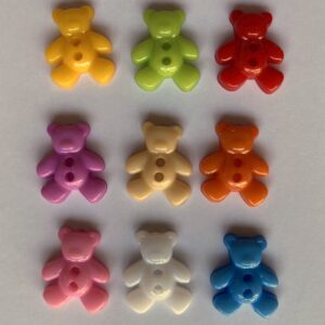 Colourful Teddy Bear Buttons - 12 x 20mm
