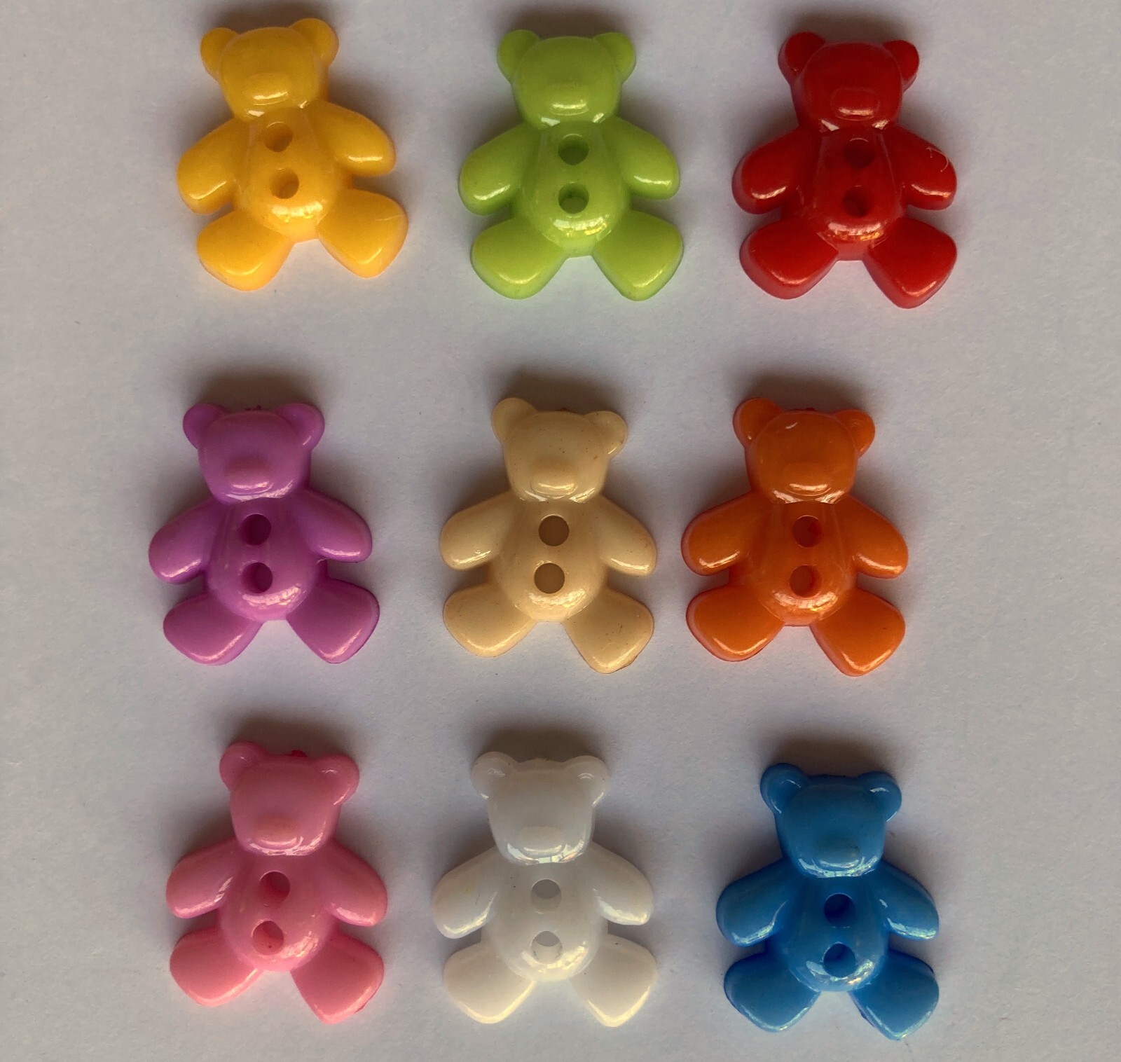 Colourful Teddy Bear Buttons - 12 x 20mm