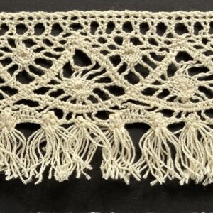 51mm Dyeable Cotton Cluny Lace Tassel Edge - 2.5 meters CREAM