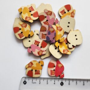 House shaped wood buttons - Type 2