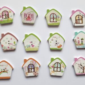 House shaped wood buttons - Type 3