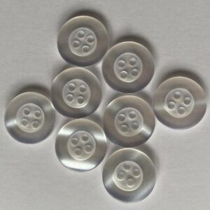 6 x 15mm White Resin Buttons 4 Holes