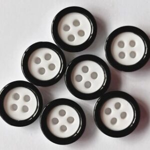 6 x 11mm Black and White Resin Shirt Buttons
