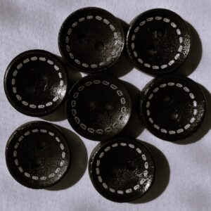 6 x 15mm Dark Coffee Wooden Buttons Stitch Pattern 2 Holes