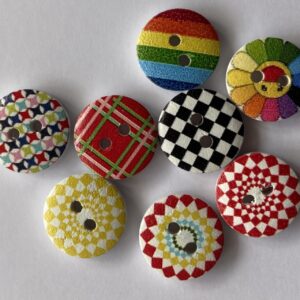 15mm Patterned Wood Buttons 2 Holes