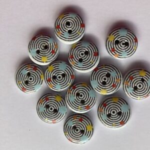 9 x 13mm Wooden Circle Buttons 2-Holes