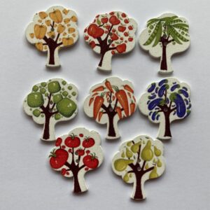 30mm Colourful Wooden Tree Buttons
