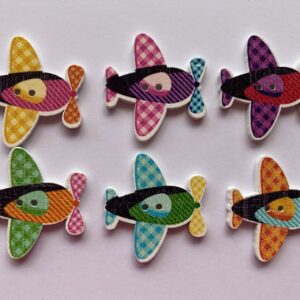 30mm Cartoon Airplane Wooden Buttons